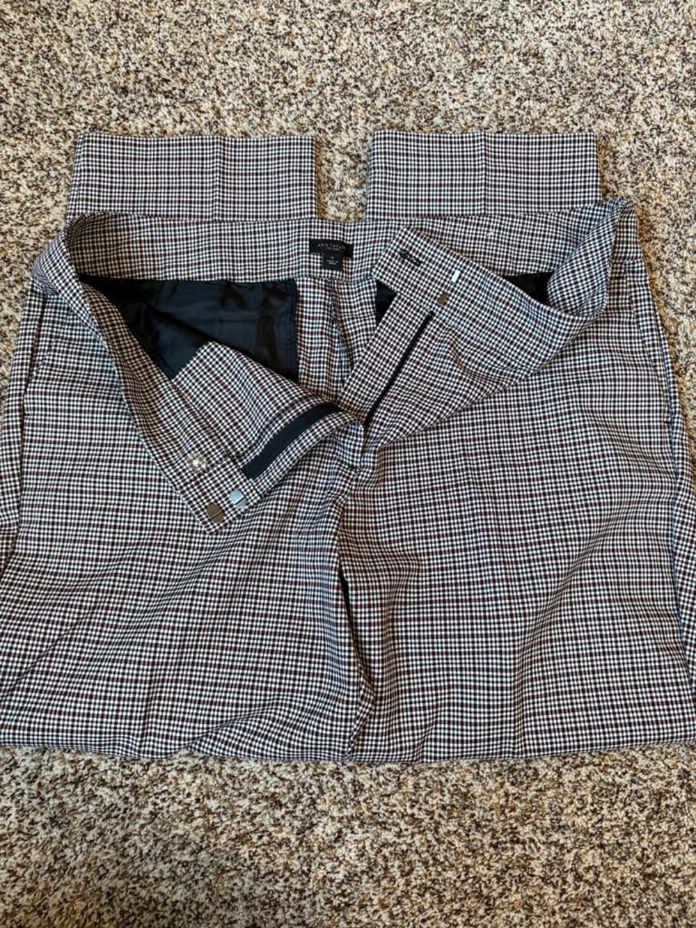 Ann Taylor Factory Black and White Gingham Cropped Pants